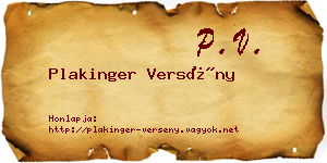 Plakinger Versény névjegykártya
